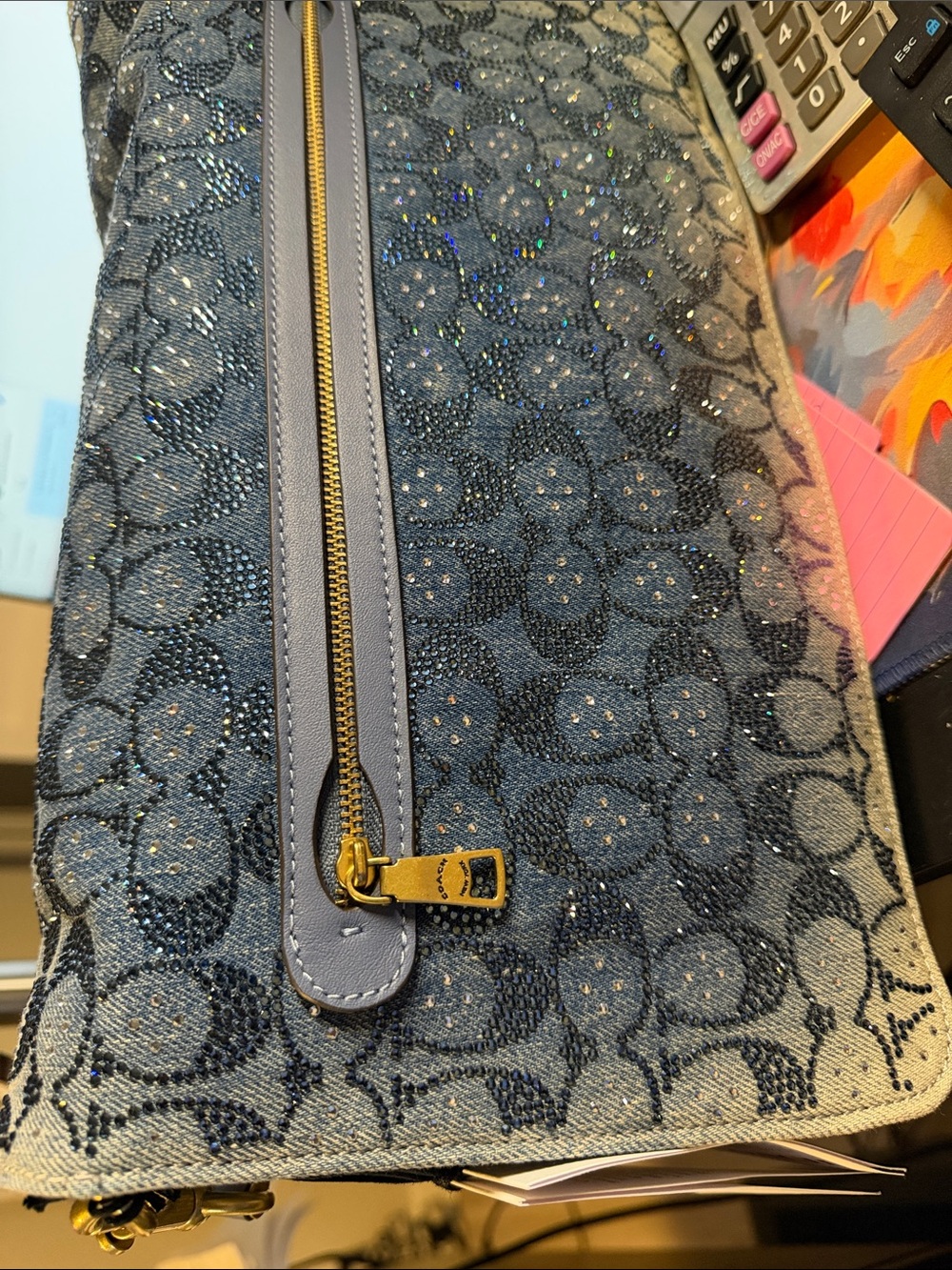 Coach Blue Denim Monogram Wallet with Gold-Tone Hardware - Picture 3 of 10